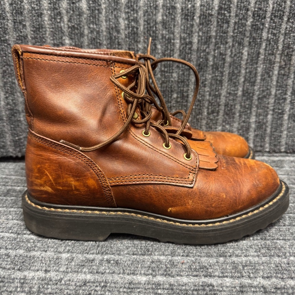 Double H Work Boots 7 M Brown Leather Lace Up Kiltie 9350